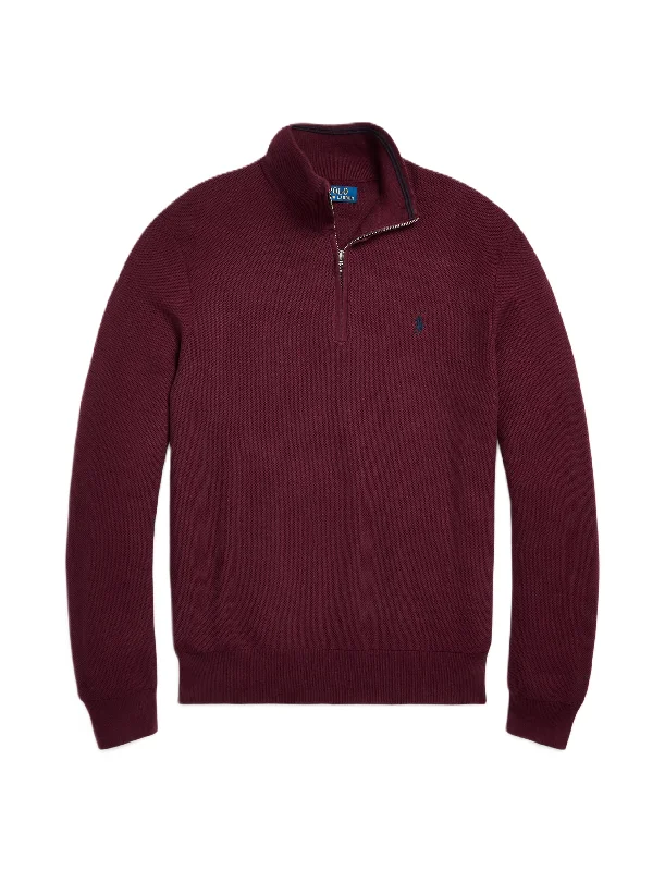 Savings Bonanza Polo Ralph Lauren Cotton 1/4 Zip Sweat Rich Ruby