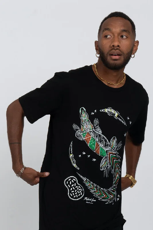 Midnight Madness Croc Country Black Cotton Crew Neck Unisex T-Shirt
