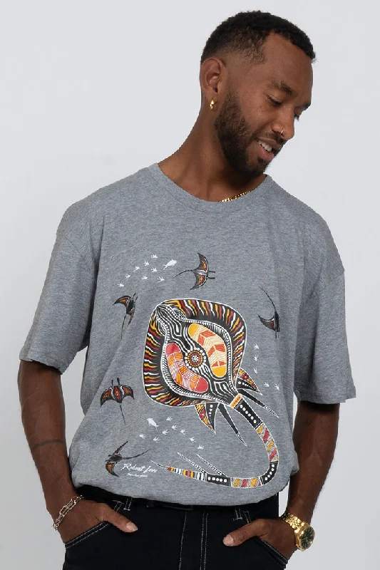 Epic Deals Stingray Fever Grey Marle Cotton Crew Neck Unisex T-Shirt