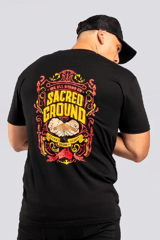 Fantastic Offers Vintage Sacred Ground Classic Black Cotton Crew Neck Unisex T-Shirt