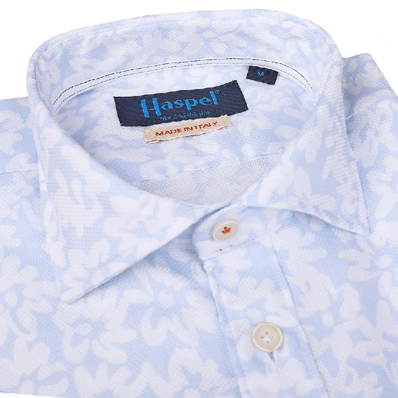 Act Fast Amber Pale Blue Crayon Floral Short Sleeve Woven