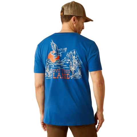 Weekend Flash Sale Ariat Men's Mo Ab Eagle Graphic T-Shirt in Royal Blue