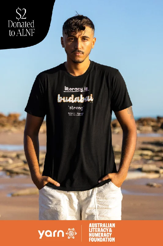 Today Only Budabai 'Strong' ALNF Black Cotton Crew Neck Unisex T-Shirt