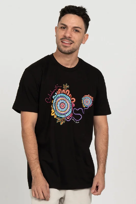 Quick Sale Celebration Black Cotton Crew Neck Unisex T-Shirt