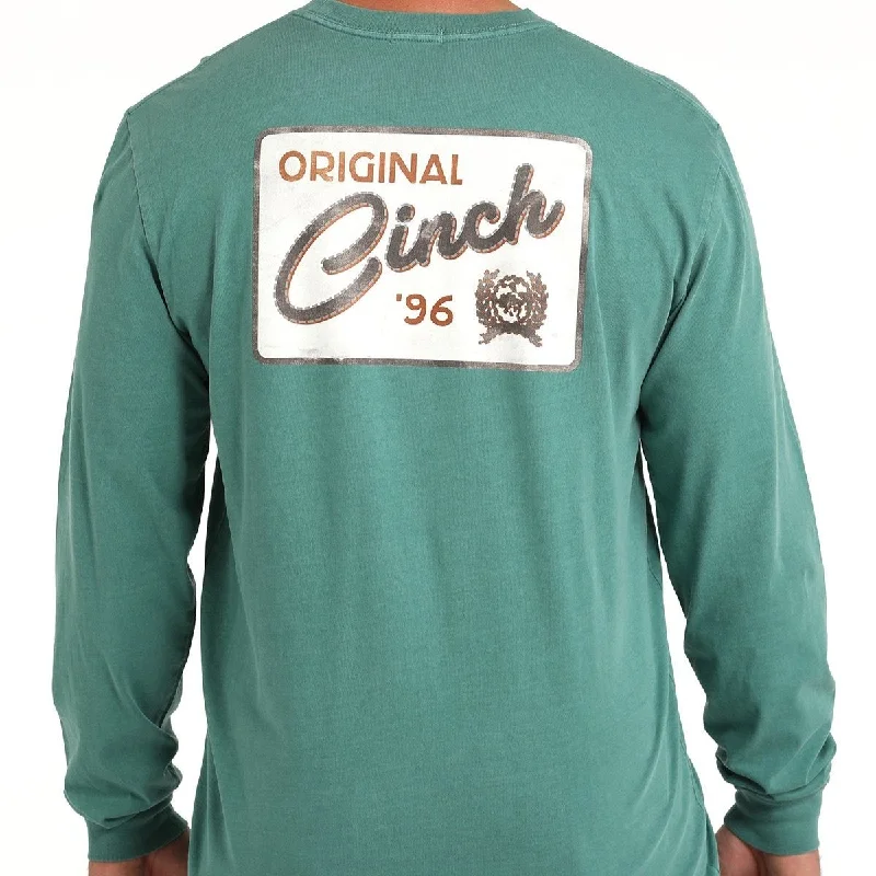 Deal Frenzy Cinch Men's "Cinch Original" L/S Graphic Logo T-Shirt in Green