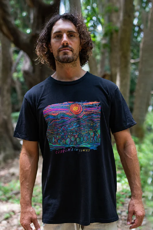 Great Deals Currumbin Sunset Black Cotton Crew Neck Unisex T-Shirt