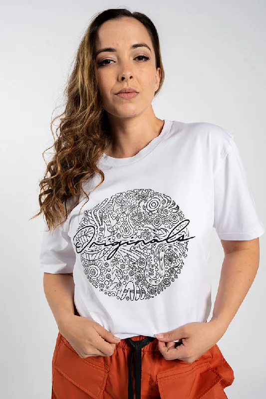 Closeout Forever The Originals Sphere White Cotton Crew Neck Unisex T-Shirt