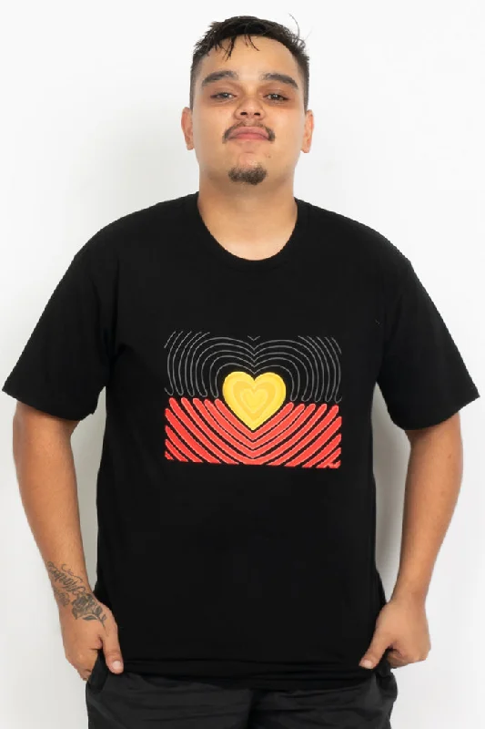 Price Break Proud Heart Flag Black Cotton Crew Neck Unisex T-Shirt
