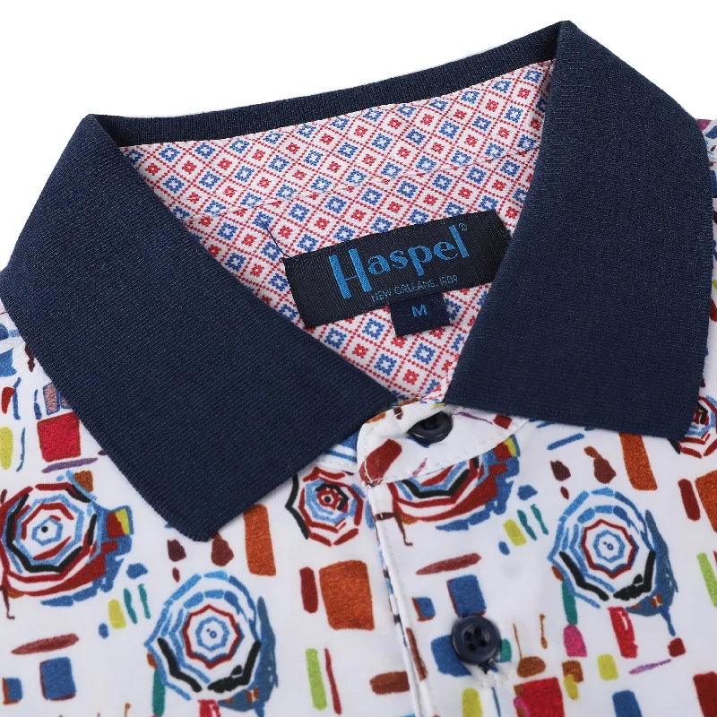 Stock Clearance Manchac Graphic Geometric Print Polo