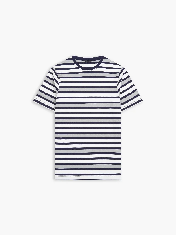 Discount Extravaganza Grey Stripe Organic Cotton Crew Neck T-Shirt