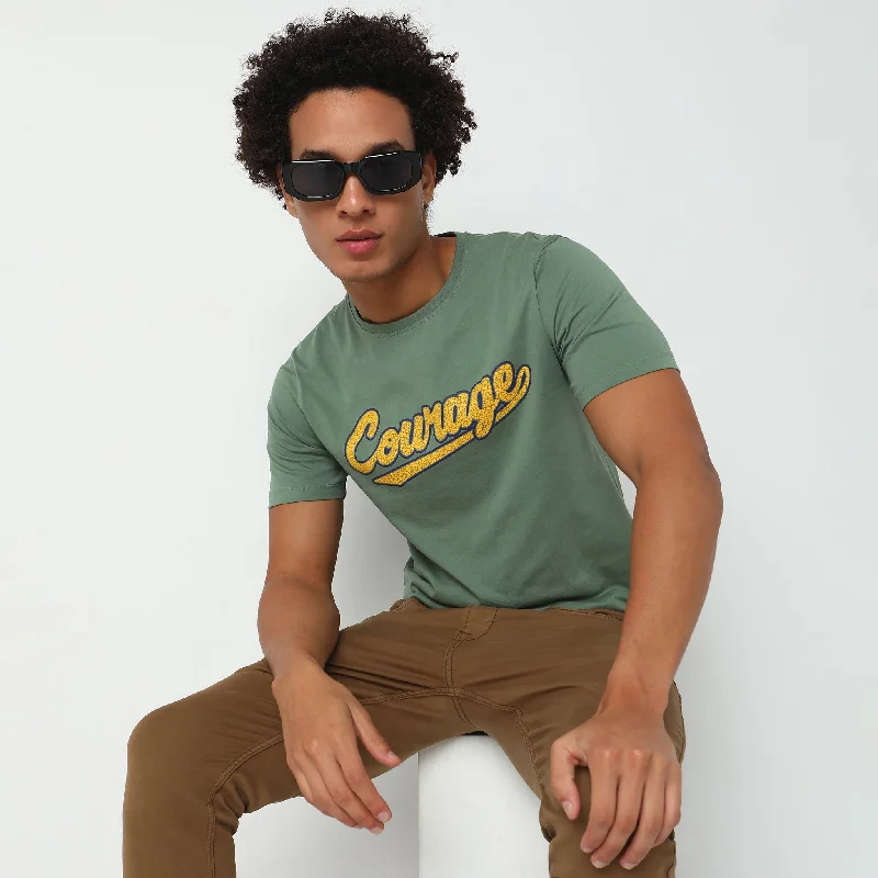 Massive Savings Graphic Tees -"Courage" Cotton Jersey Regular Fit T-Shirt *WoW Price*