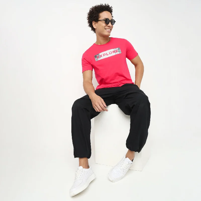 Best Bargains Three 3 Dimension Reflective Graphic in Cotton Stretch Jersey - Regular Fit T-Shirt