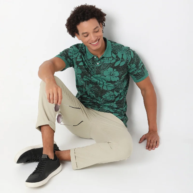 Weekend Steals Await Regular Fit Printed Polo T-Shirt