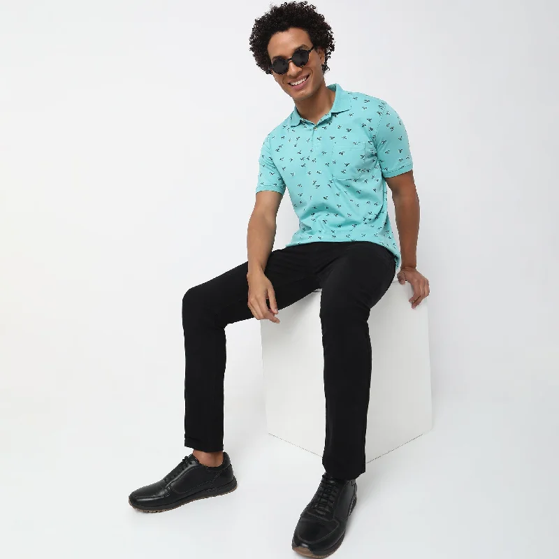Limited Stock Regular Fit Printed Polo T-Shirt