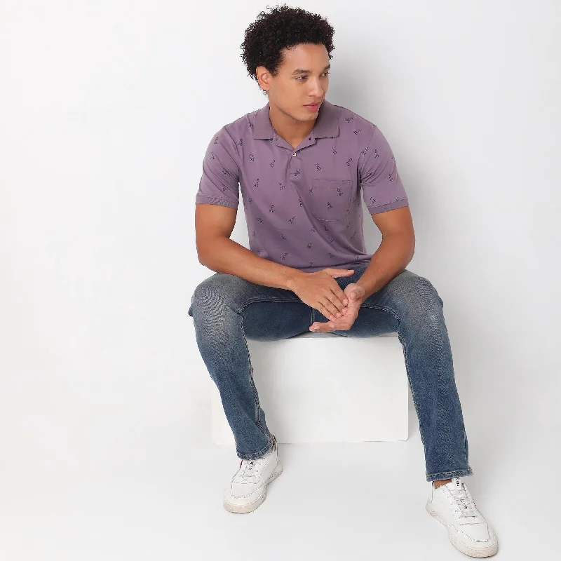 Don't Miss Out Regular Fit Printed Polo T-Shirt