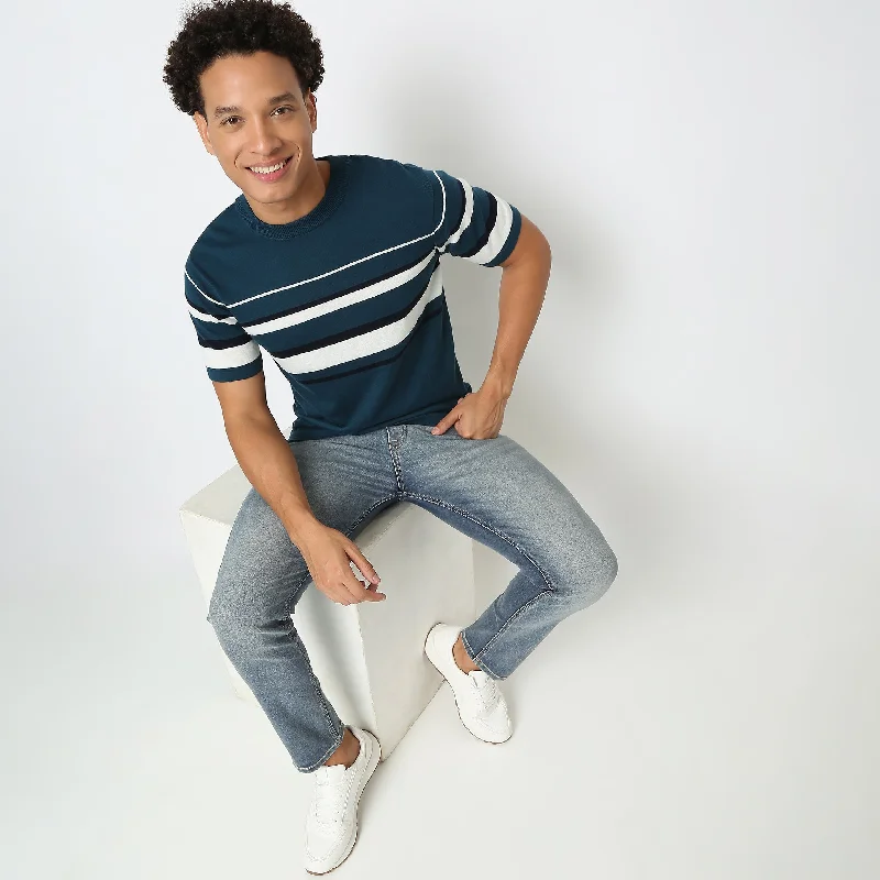 Price Drop Alert Regular Fit Striped Flatknits T-Shirt