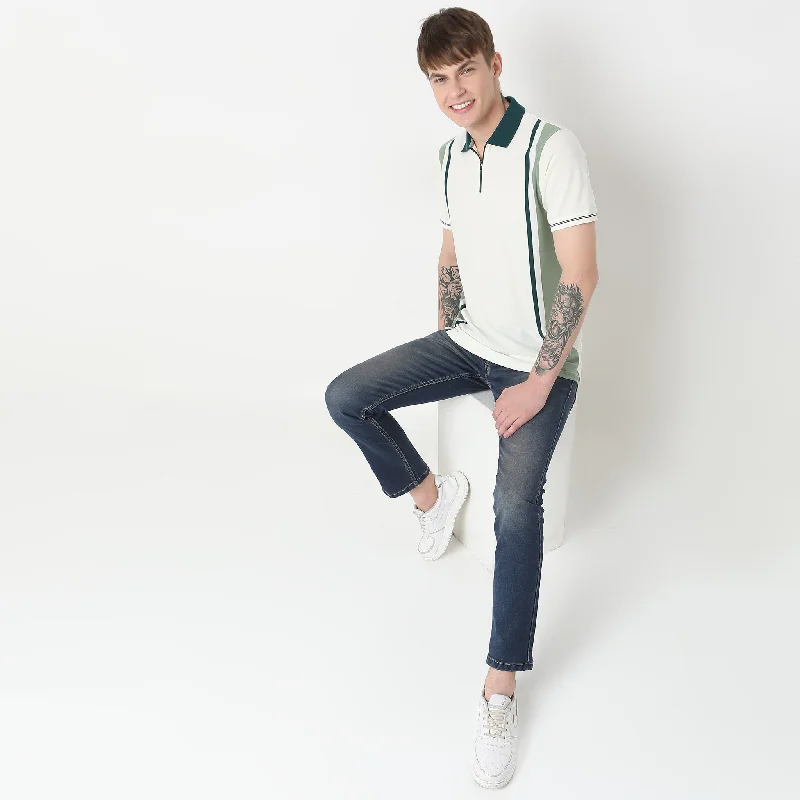 Don't Delay Regular Fit Striped Polo T-Shirt