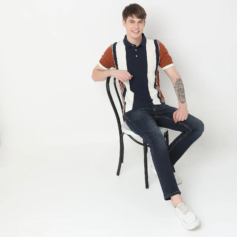 Big Deal Regular Fit Striped Polo T-Shirt