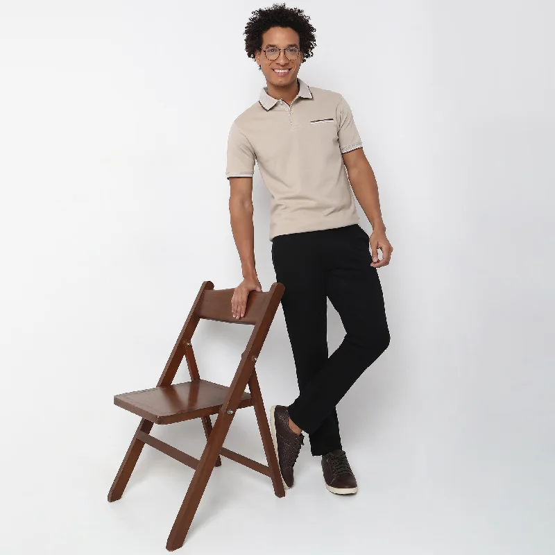 Lowest Price Persona™ Cotton Rich Micro Structure Bone Pocket Regular Fit Polo T-Shirt