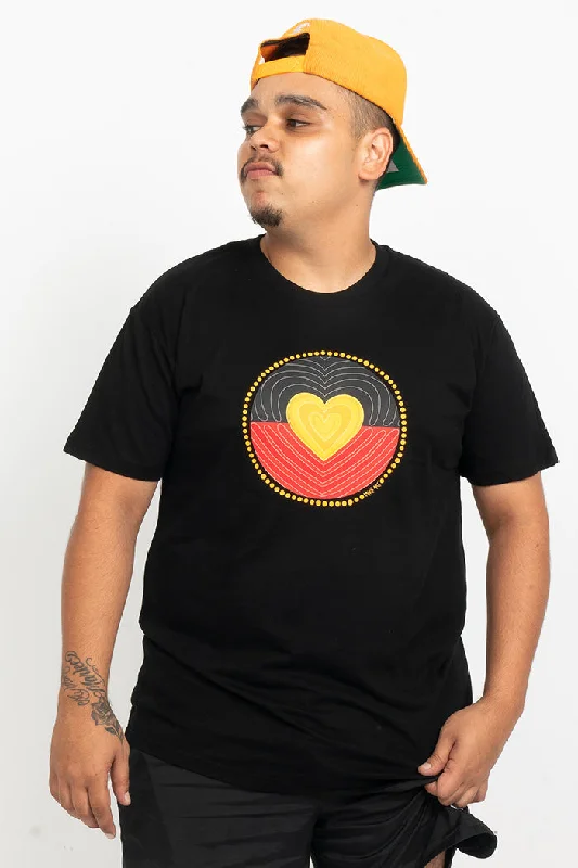 Savings Bonanza Proud Heart Black Cotton Crew Neck Unisex T-Shirt